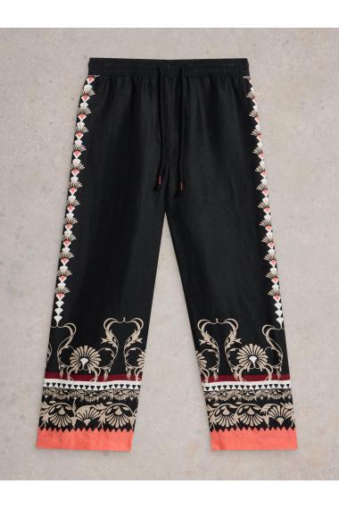 White Stuff Belle Linen Wide Leg Trouser in BLK PR Art. WS442673