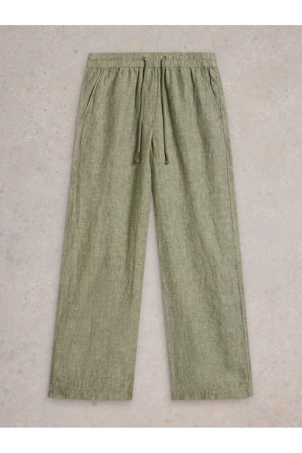 White Stuff Belle Linen Wide Leg Trouser in MID GREEN Art. WS442673