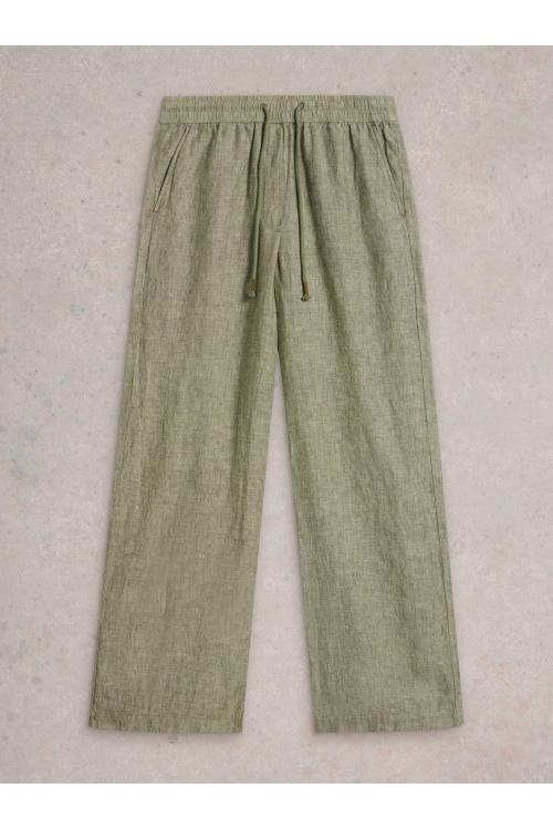 White Stuff Belle Linen Wide Leg Trouser in MID GREEN Art. WS442673