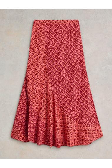 White Stuff Sara Linen Blend Maxi Skirt in RED MLT Art. WS442704