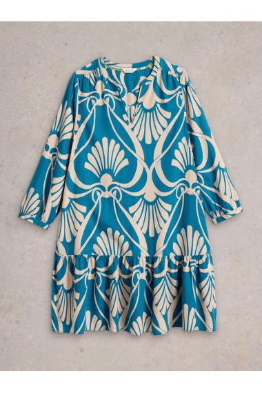 White Stuff Otto Linen Blend Dress in BLUE PR Art. WS442725