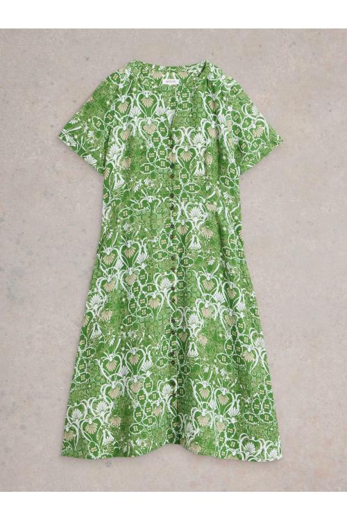 White Stuff Iris Linen Dress in GREEN PR Art. WS442727