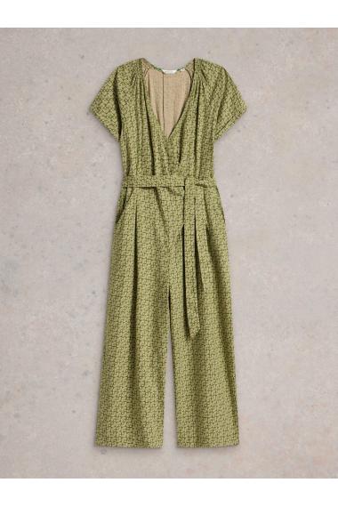 White Stuff Verity Linen Blend Jumpsuit in GREEN PR Art. WS442730