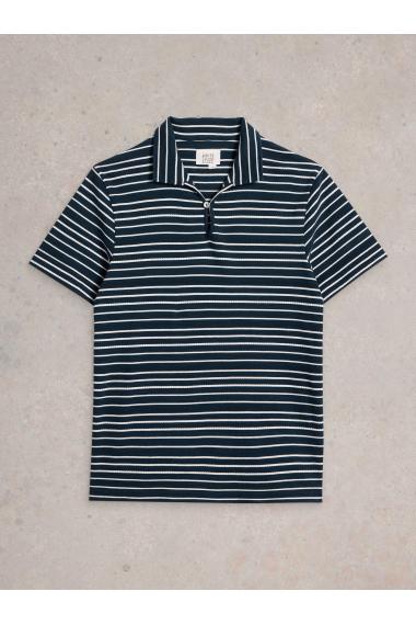 White Stuff Jacquard Stripe Polo in NAVY MULTI Art. WS442775