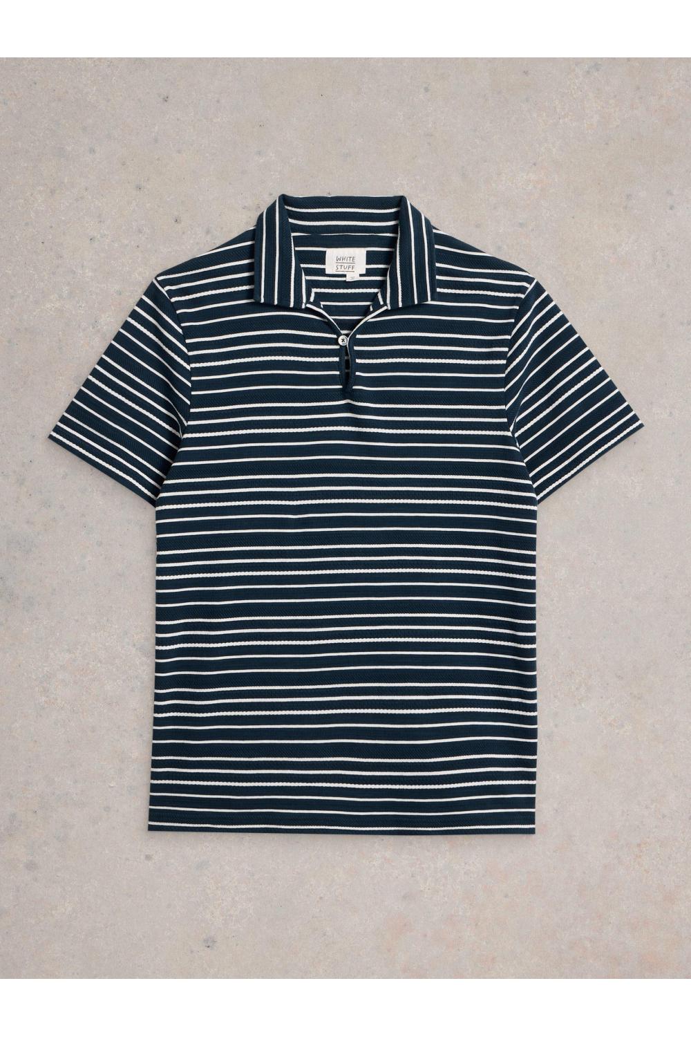 White Stuff Jacquard Stripe Polo in NAVY MULTI Art. WS442775