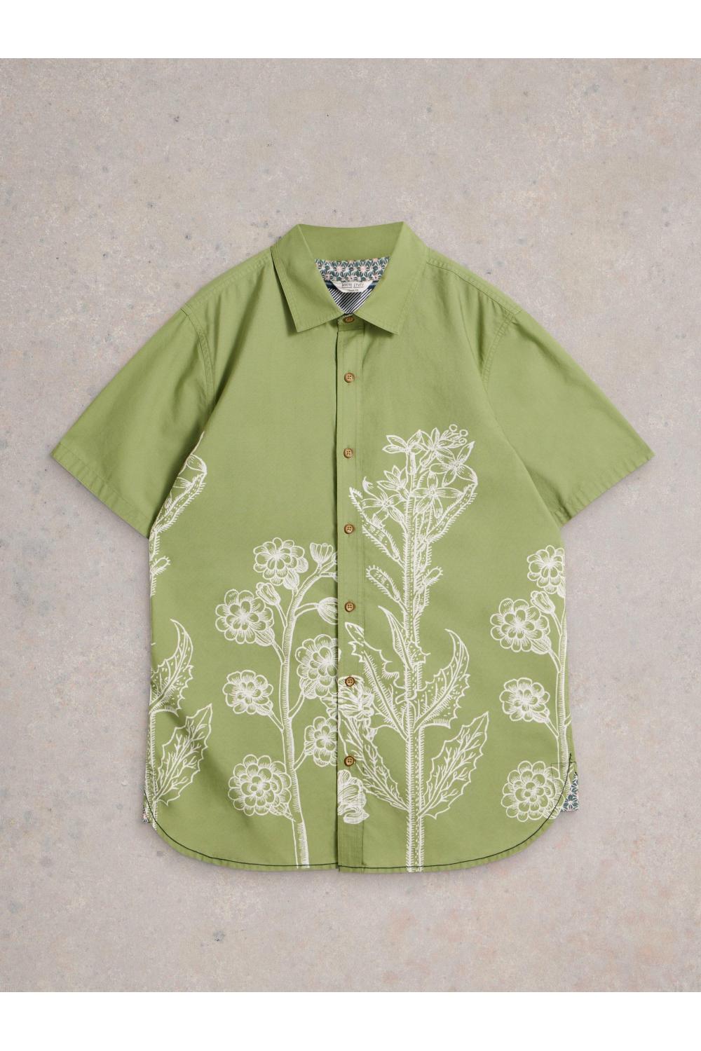 White Stuff Floral Border SS Printed Shirt in GREEN PR Art. WS442777