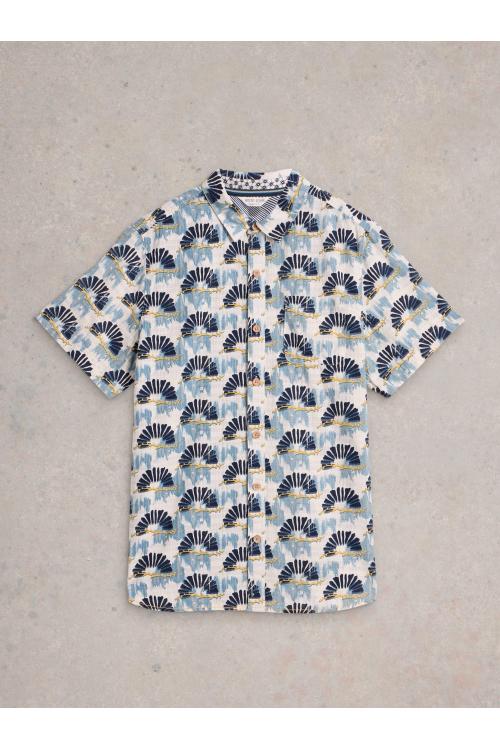 White Stuff Fan SS Printed Shirt in BLUE PR Art. WS442813