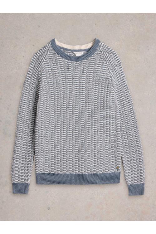 White Stuff Textured Crew Neck Jumper in BLUE MLT Art. WS442816