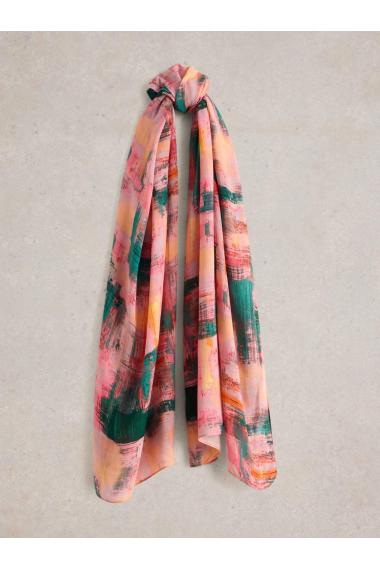 White Stuff Brush Print Scarf in PINK MLT Art. WS442889