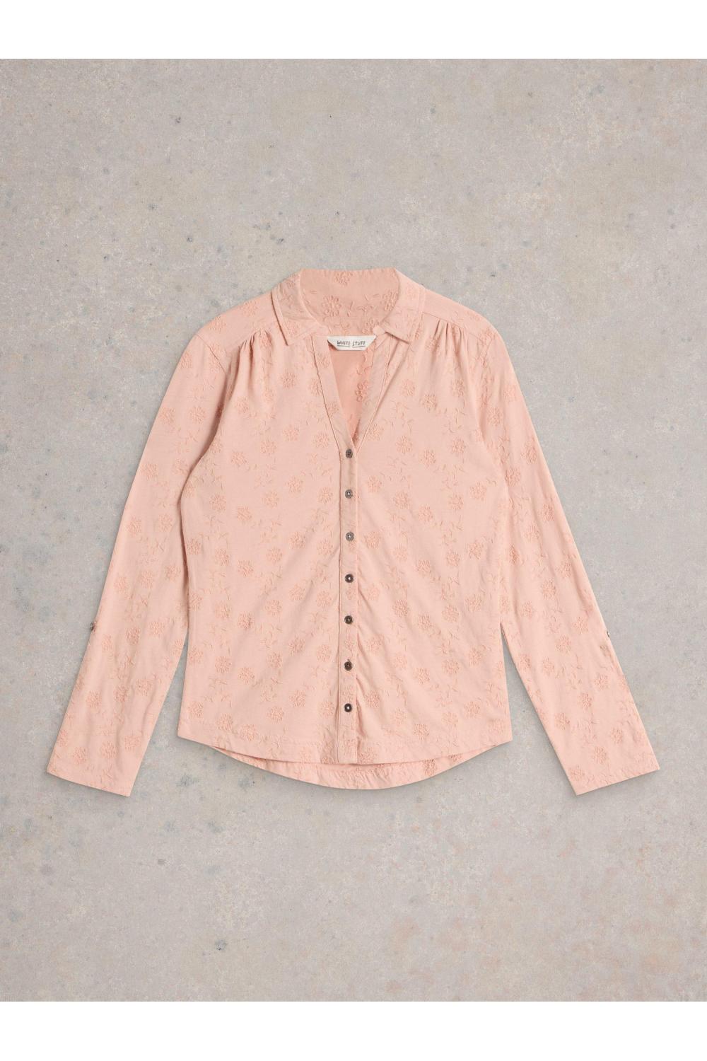 White Stuff ANNIE BRODERIE JERSEY SHIRT in DUS PINK Art. WS442979