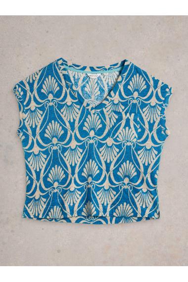 White Stuff IRIS LINEN TEE in BLUE PR Art. WS442987