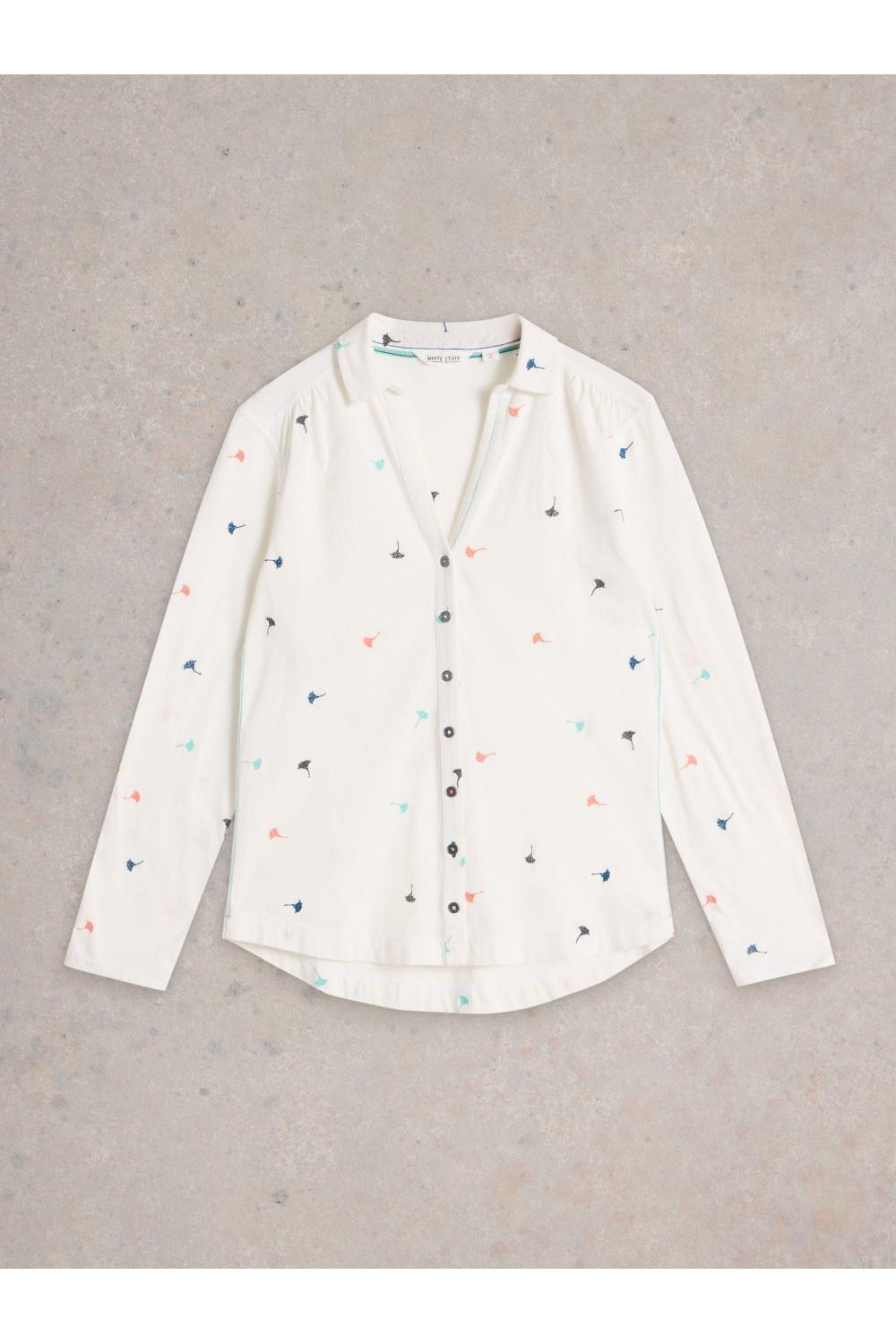 White Stuff ANNIE EMBROIDERED JERSEY SHIRT in IVORY MLT Art. WS442990