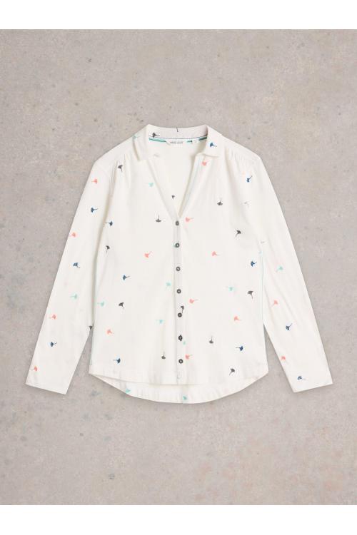 White Stuff ANNIE EMBROIDERED JERSEY SHIRT in IVORY MLT Art. WS442990