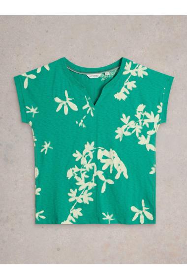 White Stuff NELLY NOTCH NECK TEE in GREEN MLT Art. WS443000