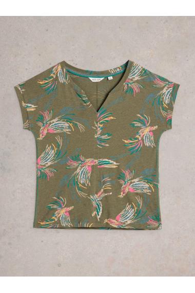 White Stuff NELLY NOTCH NECK TEE in GREEN PR Art. WS443009