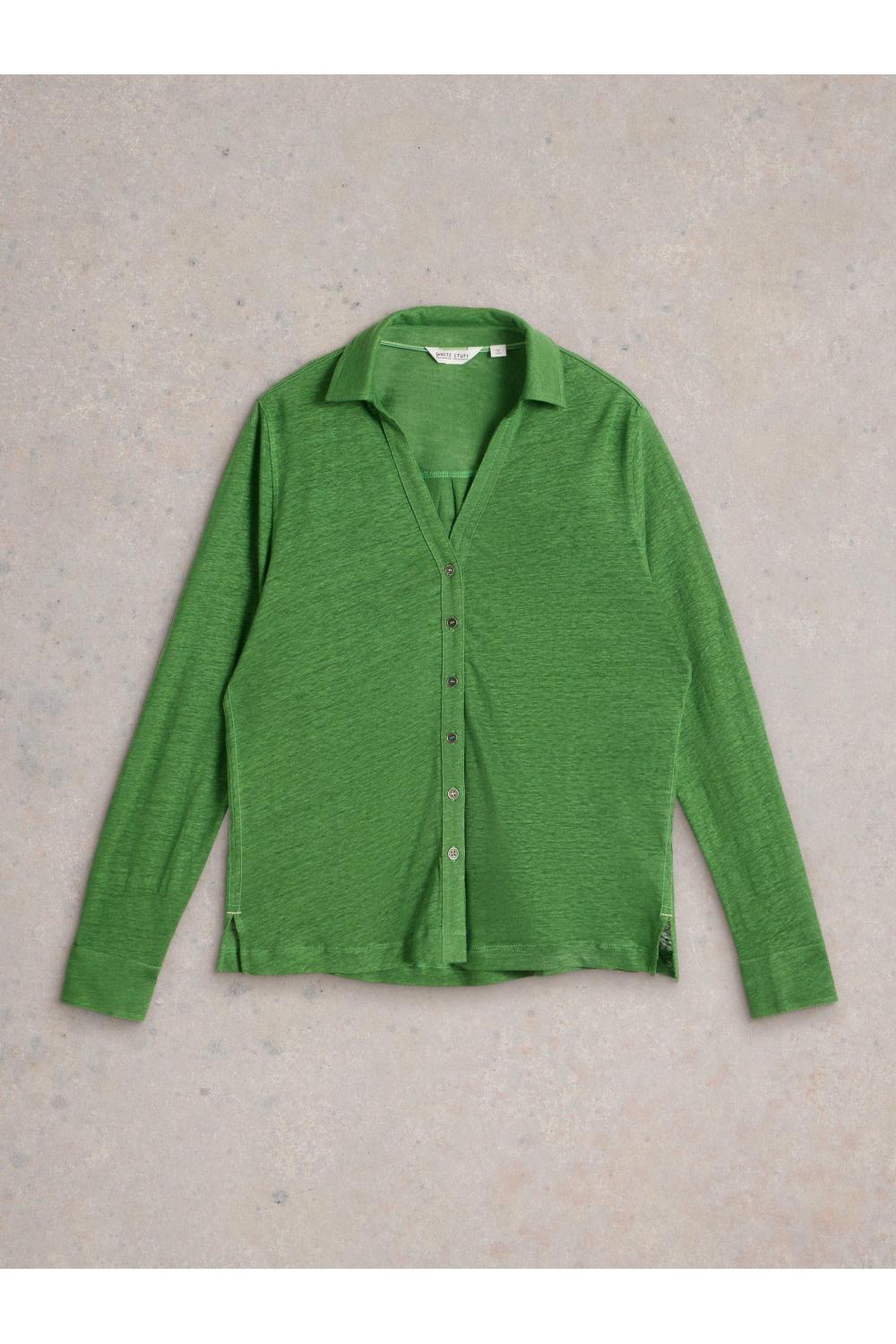 White Stuff CHARLIE LINEN SHIRT in MID GREEN Art. WS443015