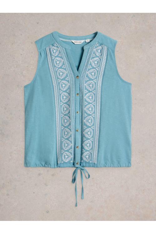 White Stuff TULIP SLEEVELESS SHIRT in MID BLUE Art. WS443028