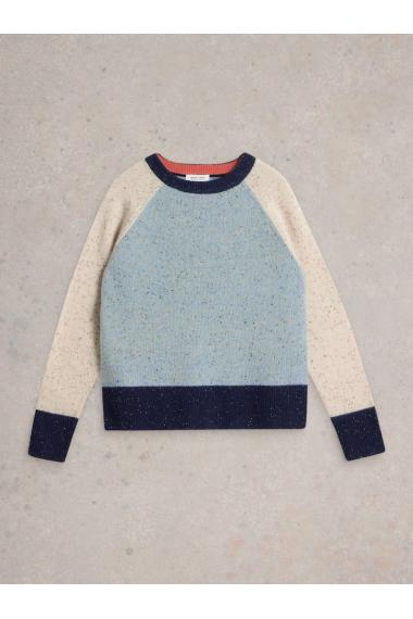 White Stuff COLOURBLOCK NEP JUMPER in BLUE MLT Art. WS443047