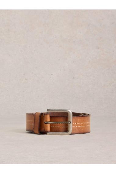 White Stuff Double Stitch Leather Belt in MID TAN Art. WS443101