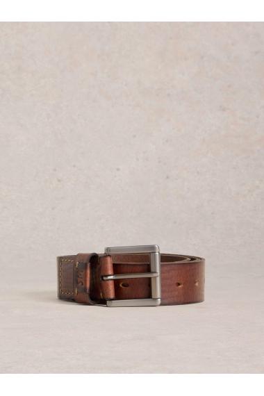 White Stuff Multi Punch Leather Belt in MID BROWN Art. WS443102