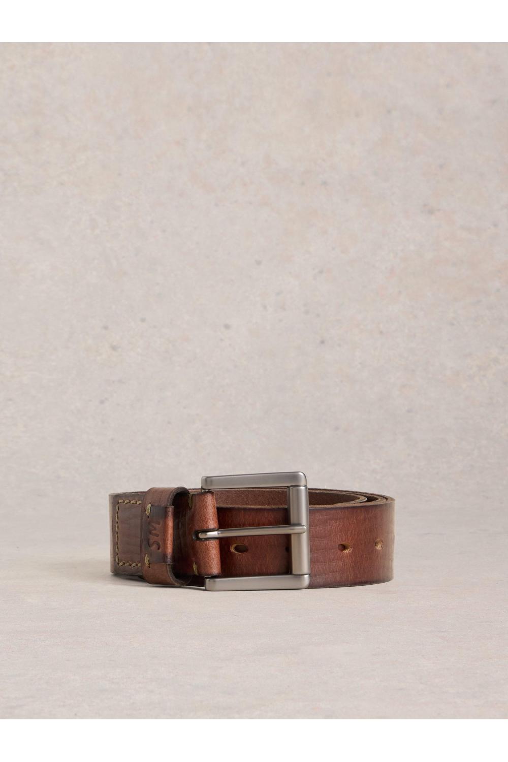 White Stuff Multi Punch Leather Belt in MID BROWN Art. WS443102