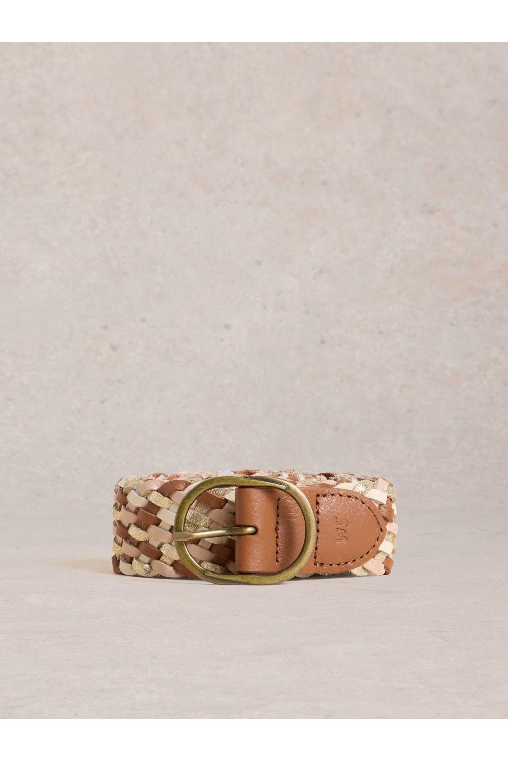 White Stuff Leather Weave Belt in MID TAN Art. WS443133