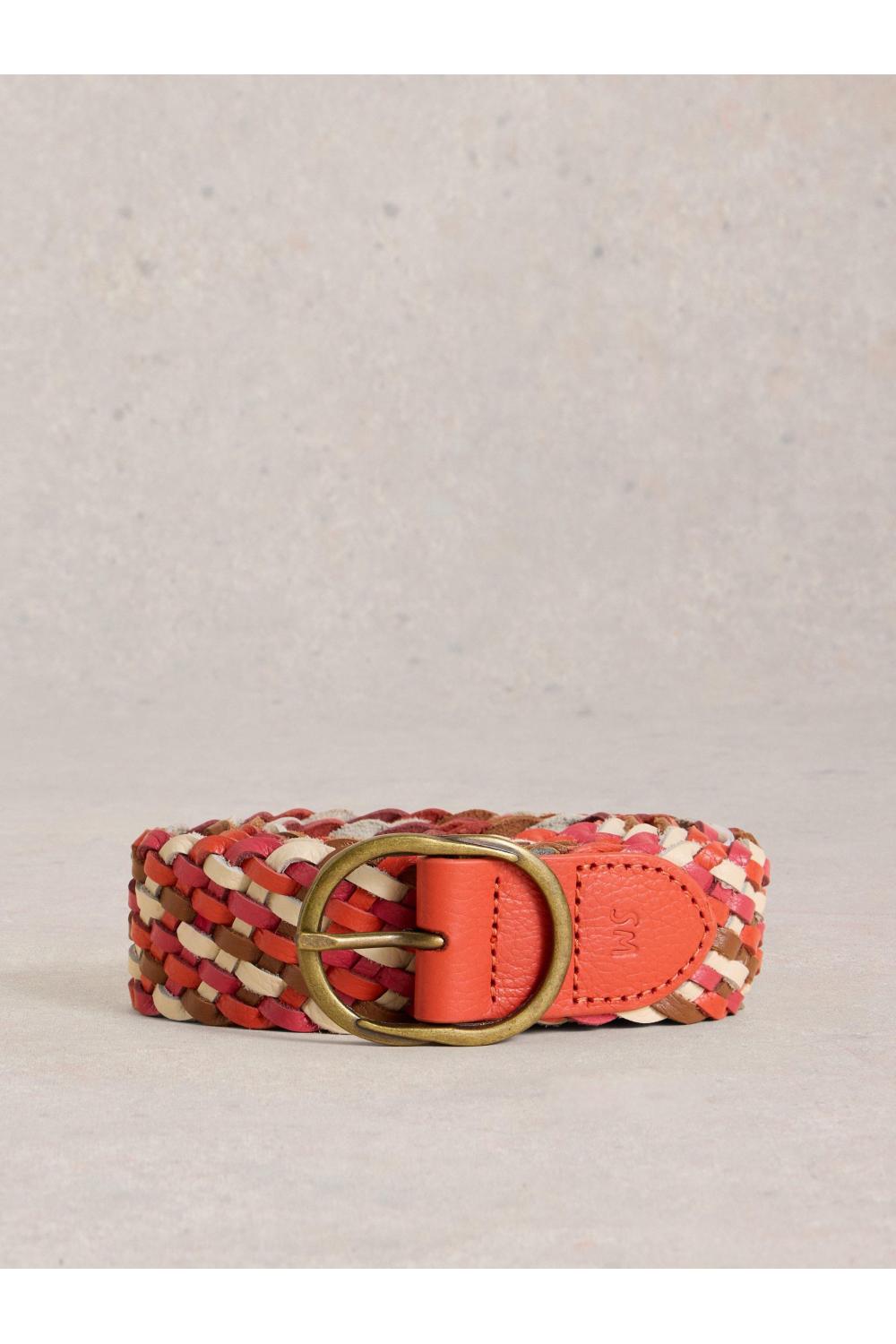 White Stuff Leather Weave Belt in RED MLT Art. WS443133