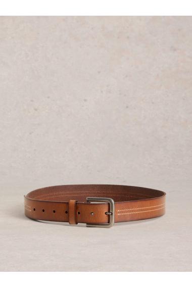 White Stuff Double Stitch Leather Belt in MID TAN Art. WS443101