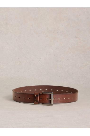 White Stuff Multi Punch Leather Belt in MID BROWN Art. WS443102