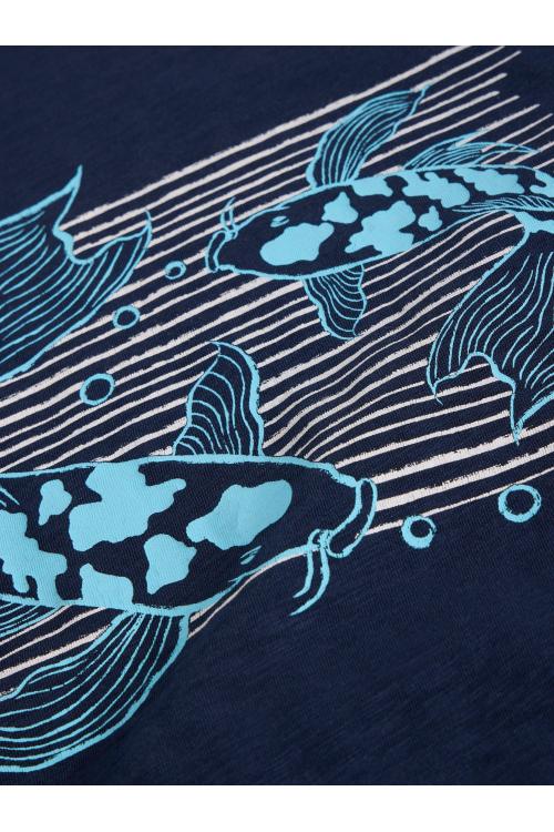 White Stuff Koi Fish Graphic Tee in NAVY PR Art. WS442641