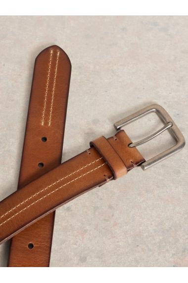 White Stuff Double Stitch Leather Belt in MID TAN Art. WS443101