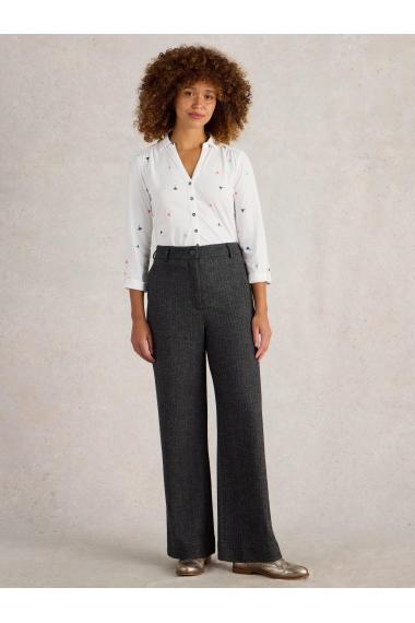 White Stuff Belle Tweedy Wide Leg Trouser in BLK MLT Art. WS442663