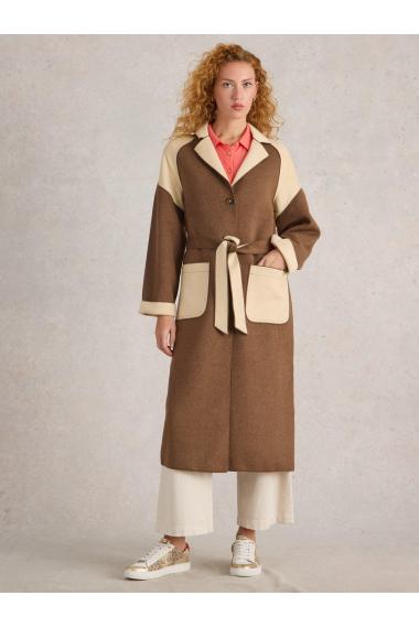 White Stuff Sabine Wool Blend Coat in NAT MLT Art. WS442689