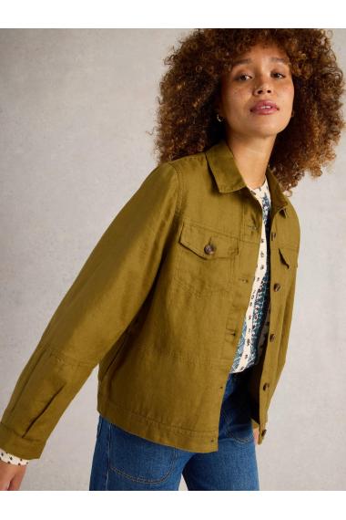 White Stuff Camille Linen Jacket in KHAKI GRN Art. WS442695