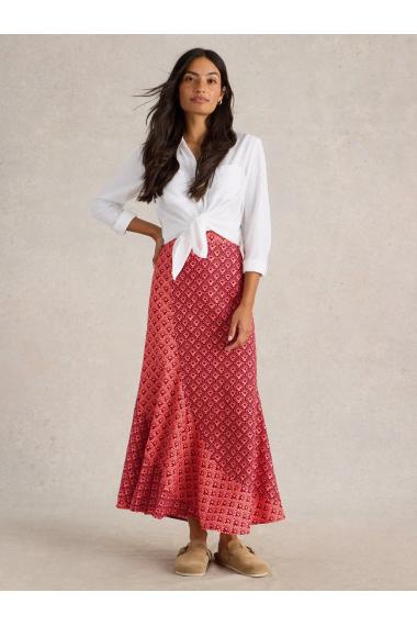 White Stuff Sara Linen Blend Maxi Skirt in RED MLT Art. WS442704