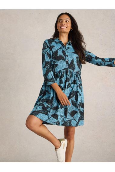 White Stuff Everly Jersey Shirt Dress in BLUE PR Art. WS442714