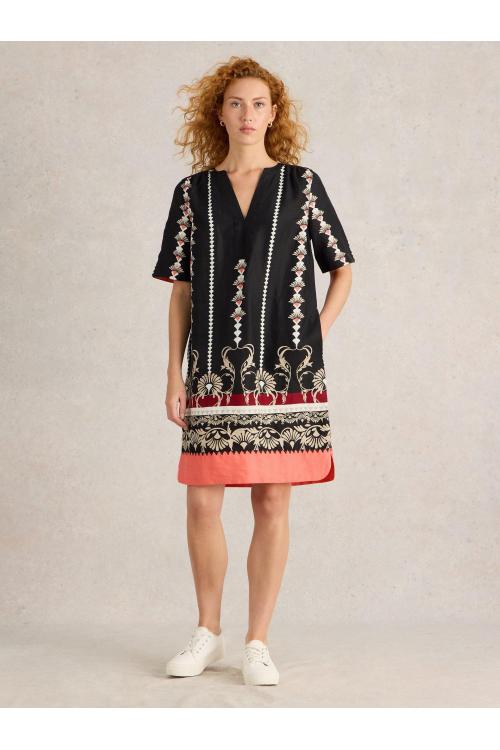 White Stuff June Linen Dress in BLK PR Art. WS442721