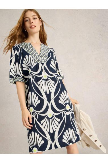 White Stuff Ash Linen Dress in NAVY PR Art. WS442722