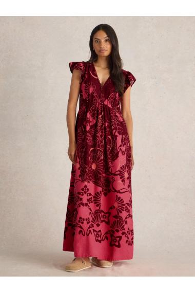 White Stuff Lorna Linen Blend Maxi Dress in RED MLT Art. WS442723