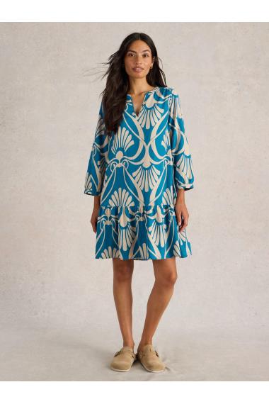 White Stuff Otto Linen Blend Dress in BLUE PR Art. WS442725