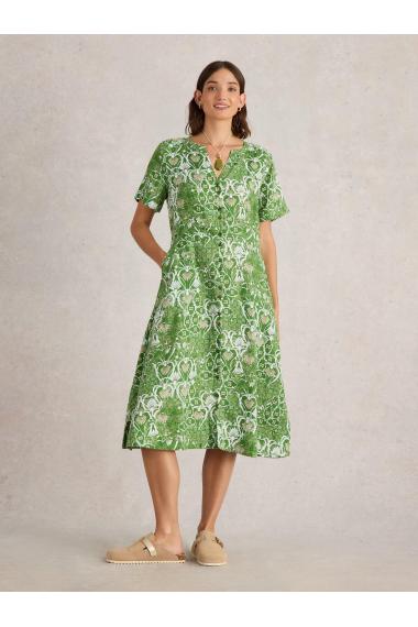 White Stuff Iris Linen Dress in GREEN PR Art. WS442727