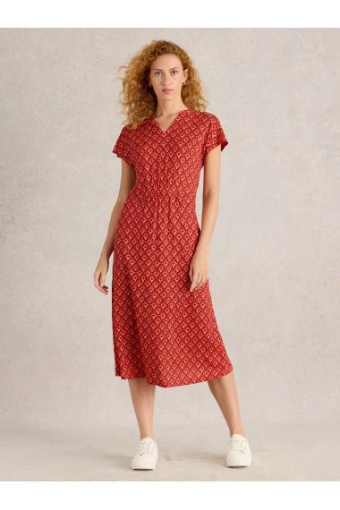 White Stuff Ellie Linen Jersey Dress in RED MLT Art. WS442731