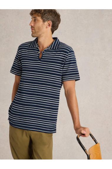 White Stuff Jacquard Stripe Polo in NAVY MULTI Art. WS442775