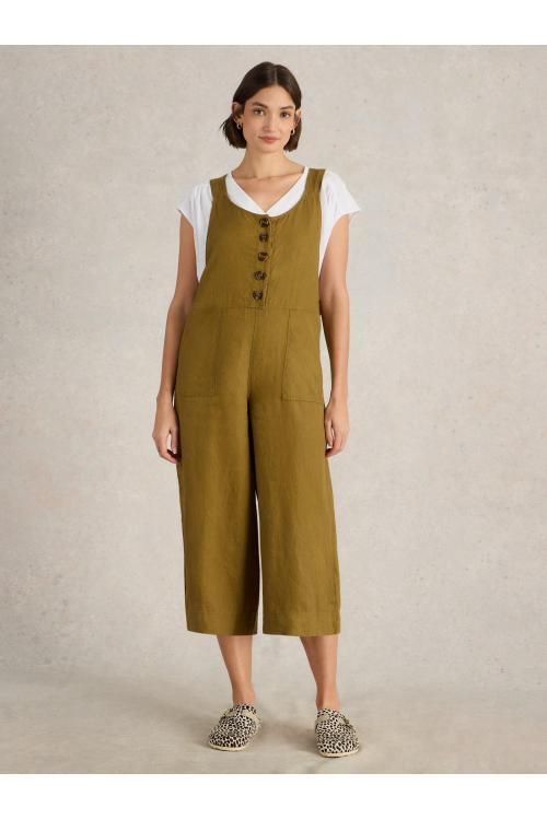 White Stuff Viola Linen Dungaree in KHAKI GRN Art. WS442782