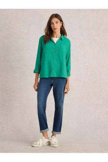 White Stuff Sophie Organic Cotton Shirt in BRT GREEN Art. WS442783