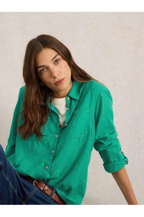 White Stuff Sophie Organic Cotton Shirt in BRT GREEN Art. WS442783