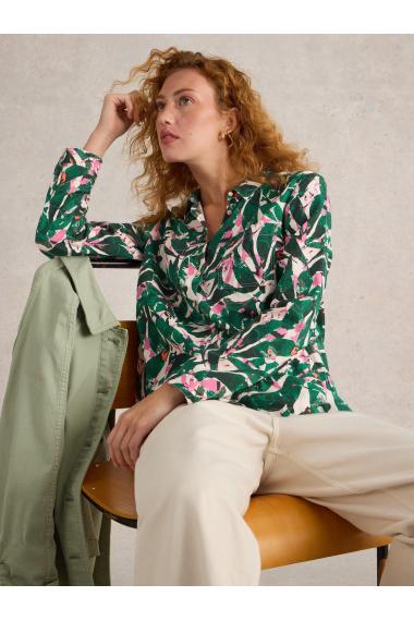 White Stuff Sophie Organic Cotton Shirt in GREEN PR Art. WS442783