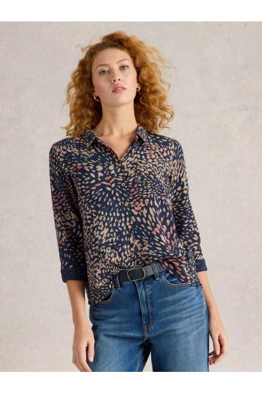 White Stuff Sophie Organic Cotton Shirt in NAVY PR Art. WS442783