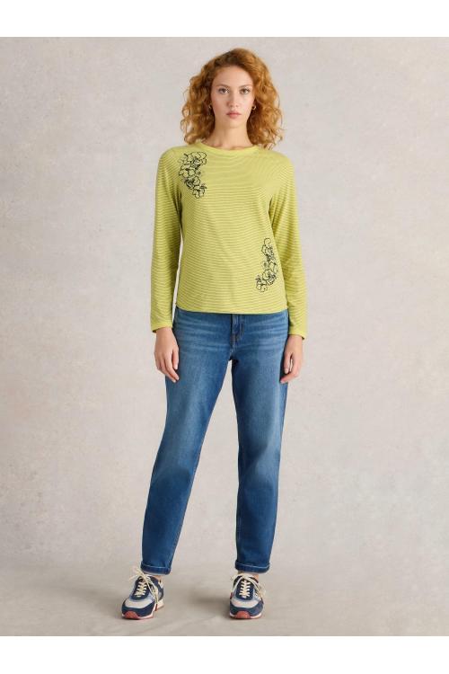 White Stuff CLARA LS EMBROIDERED TEE in YELLOW MLT Art. WS442993