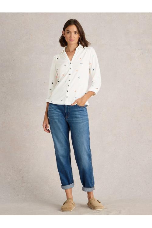 White Stuff ANNIE EMBROIDERED JERSEY SHIRT in IVORY MLT Art. WS442990